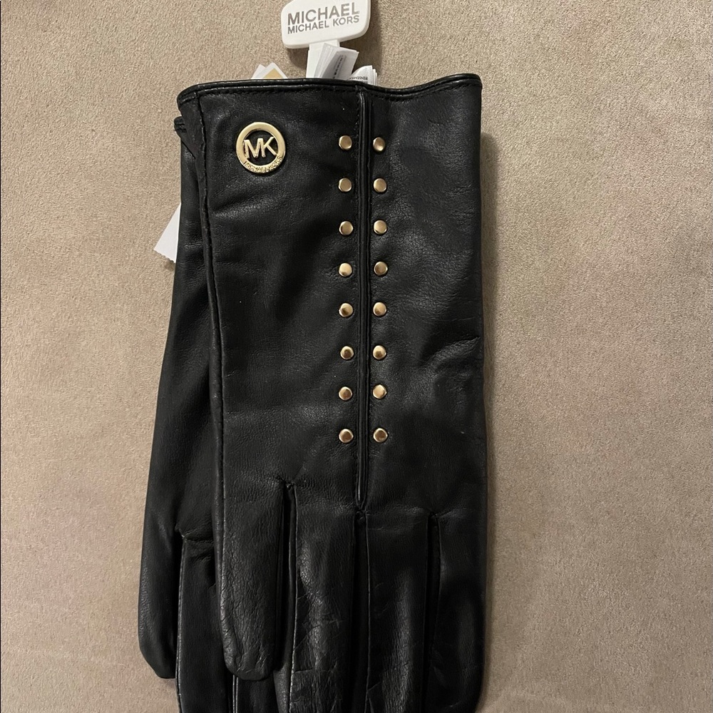Michael Kors Black leather gloves Size XL